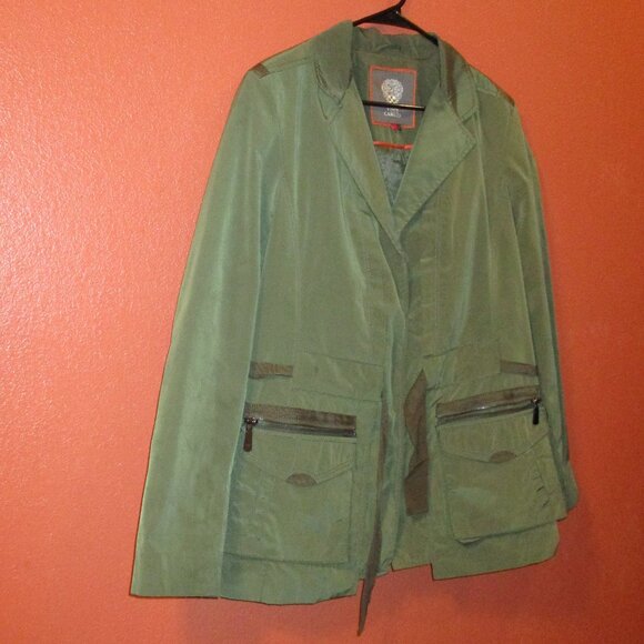 Vince Camuto Woman Large Military Green Full Zip Outdoors Long Sleeve Jacket - Picture 2 of 8